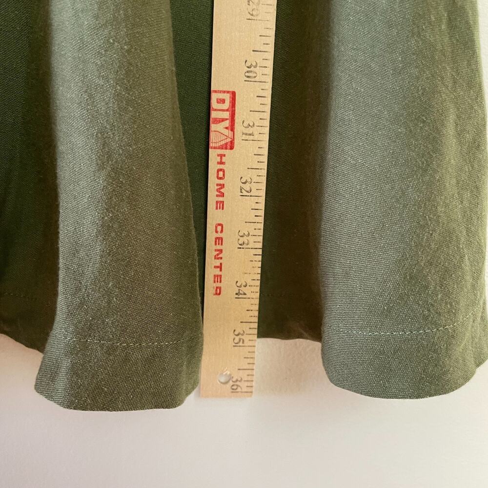 Button Front V-Neck Dress Medium Green Minimalist Earthy Cottage Woodland Forest - Picture 9 of 9